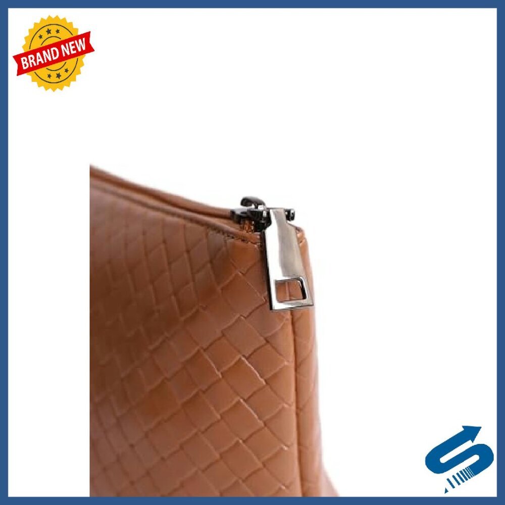 Large Vegan Leather Woven Tote Bag for Women Travel Beach Handbag - Picture 4 of 7